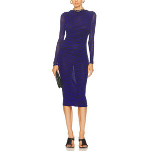 Enza Costa Mesh Blue Long Sleeve Twist Dress Size L